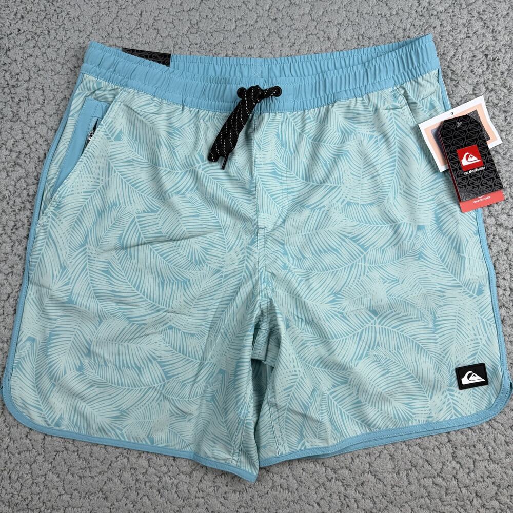 Quiksilver Swim Volley Shorts Mens Medium Blue Haze Lined 7" Inseam Pockets